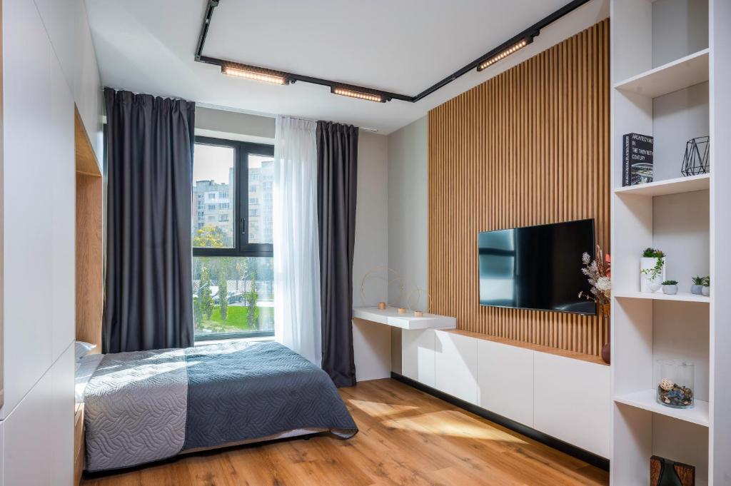 Aviva Living by Flat Mаnager 객실 침대